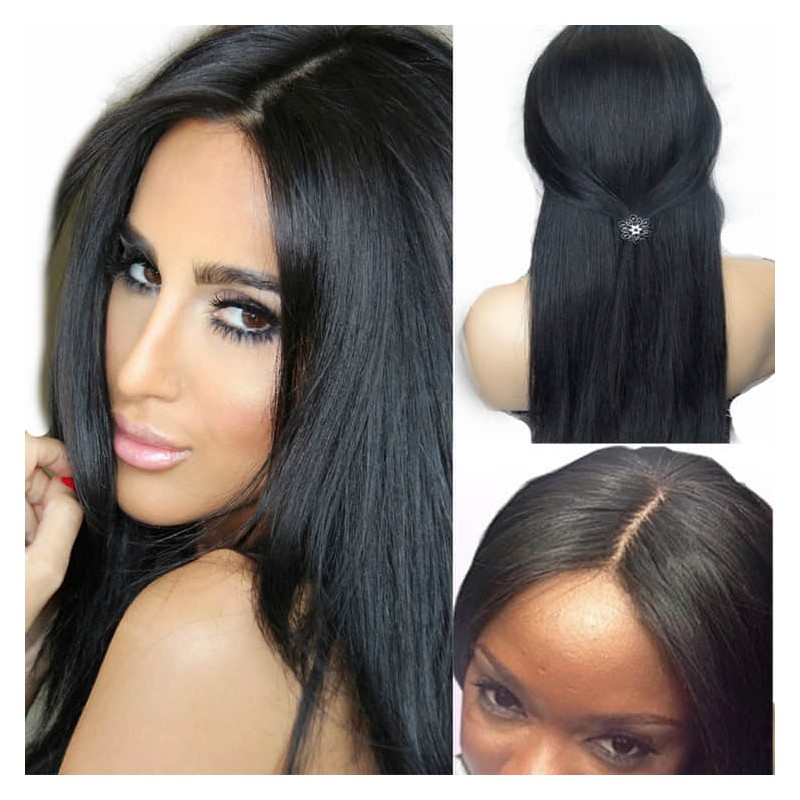Peruvian virgin natural straight gluless full lace silk top bleached