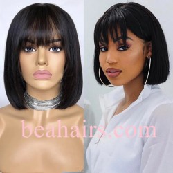 10A grade Pre plucked bleached blunt cut bang bob--NLW460