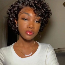 Glueless lace front short pixie cut wig for summer--NLW461