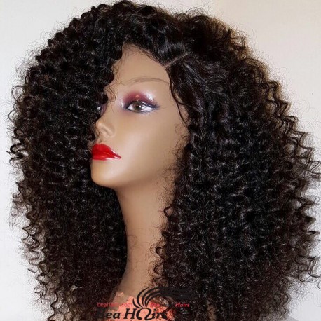 Brazilian virgin beach curl full lace bleached knots wig-[WWW009]