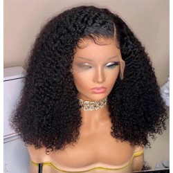 Pre-plucked Brazilian virgin human hair messy curl 360 frontal lace wig-[BC293]