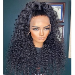 Brazilian Virgin hair Deep curly Pre plucked bleached knots 13*6 HD lace wig--BH262