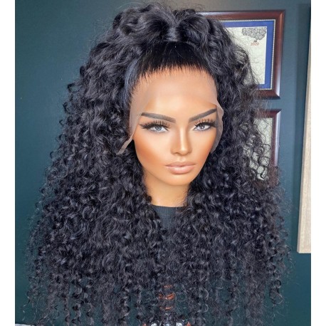 100% Virgin hair Deep curly Pre plucked full lace wig--bh005