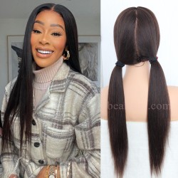 Indian remy coarse yaki glueless full lace bleached knots silk top wig-[LY003]