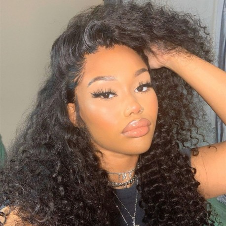 Brazilian virgin Deep Wave full lace bleached knots wig