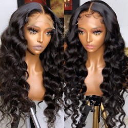 Luxury waves 5*5 HD skin melt lace closure loose wave wig--HD105