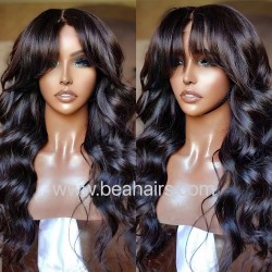 Stock 5*5 HD lace closure loose body wave bang wig--HD116