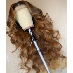 Brazilian virgin human hair ombre brown color 5*5 HD lace closure wig--HD224