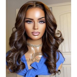 Brazilian virgin brown color loose wave 5*5 HD lace closure wig--HD664