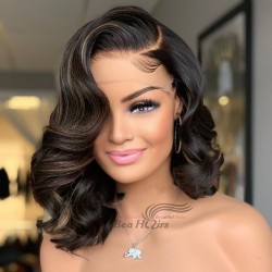 Customized Messy bob vibes highlights 5*5 HD closure wig--HD66