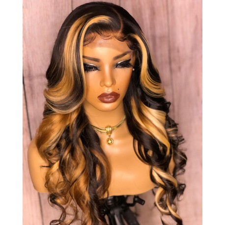 Brazilian virgin human hair blonde loose wave 5*5 HD lace closure wig--HD774