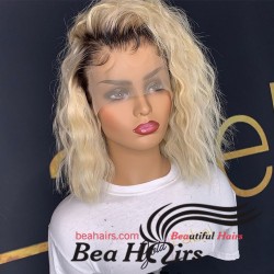 Ready to wear blonde curly bob lace front wigs-BC253