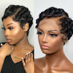 6 inch lace parting short curly pixie cut lace front wig --NLW462