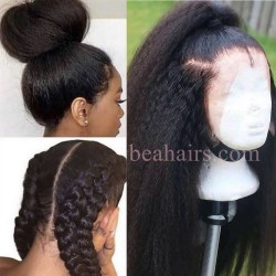 Brazilian virgin kinky straight glueless full lace silk top wig-[KS111]