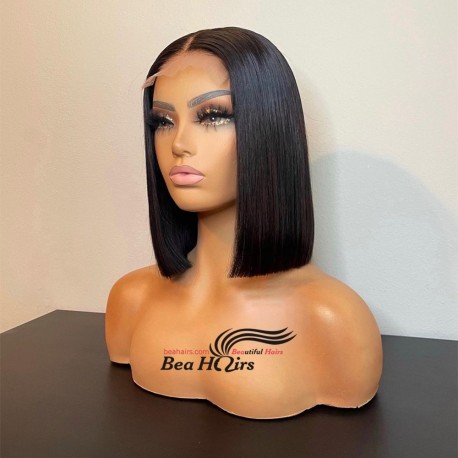 Stock Middle parting blunt cut bob 5*5 HD lace closure wig--HD104