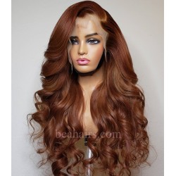 Copper brown color loose wave Skin Melt HD Lace Ready to Wear 13*6 Lace Front Wig--BH256