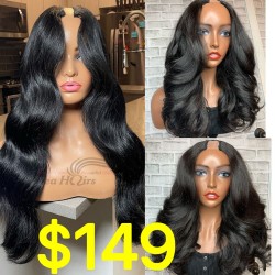 Beginner Friendly 100% brazilian virgin human hair U part wig--UP001