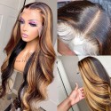 Warm honey blonde ombre loose wave Skin Melt HD Lace Ready to Wear 13*6 Lace Wig--BH257