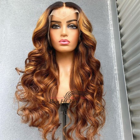 Ombre blonde loose wave Skin Melt HD Lace Ready to Wear 13*6 Lace Wig--BH273