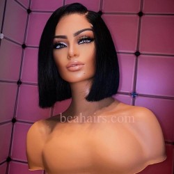 Stock Brazilian virgin human hair side parting bob 5*5 HD lace closure wig--HD154