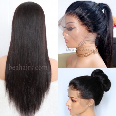 Brazilian virgin natural color silk straight 130% density full lace wig-bh003