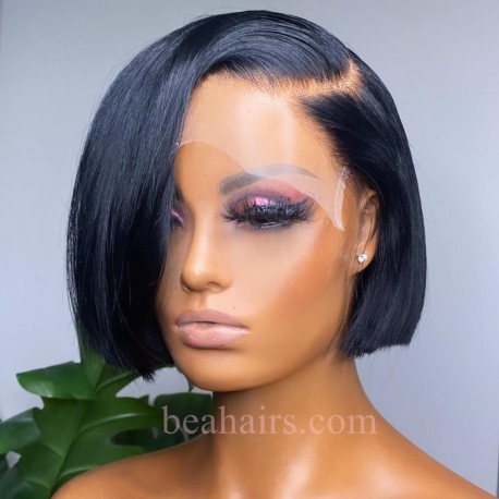 brazilian virgin 5*5 HD lace closure short cut side parting bob--HD228