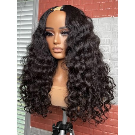 Beginner Friendly 100% brazilian virgin Luxury wave U part wig--UP005