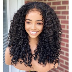 NEW hairline with curly baby hairs Steam processed raw Indian curly fake scalp wig--FB006