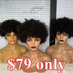 100% human hair Afro curl machine made wig--MM458