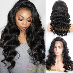 Stock Brazilian virgin loose wave full lace silk top bleached knots wig-[LOO111]