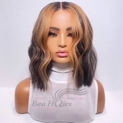 Middle parting blonde color bob 13*6 Lace front Wig--NLW464