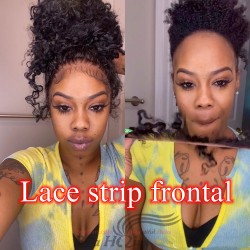 【Ready ship】100% human hair lace strip frontal --BS33