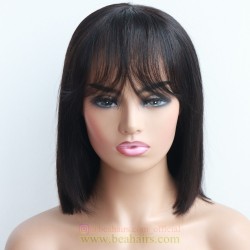 Ready to Wear silky straight skin melt 13*4 HD Lace Frontal bang bob Wig--BD237