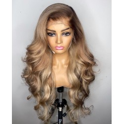 Chinese virgin human hair Platinum blonde body wave 13*4 lace front wig--BH275