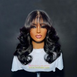Ready to wear 13*4 HD Lace Frontal messy wave bang bob Wig--BD239