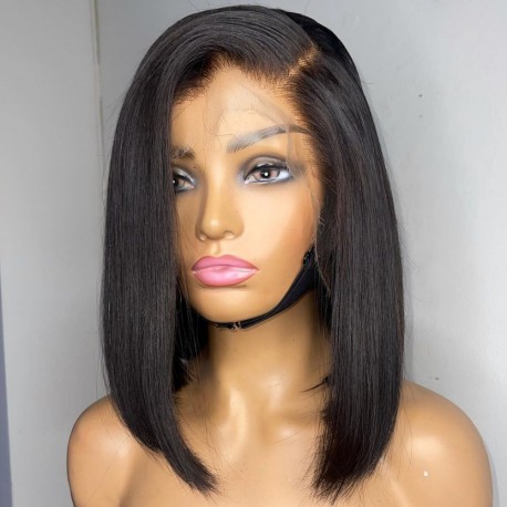 Stock side parting asymmetrical bob 13*4 HD frontal wig--BD118