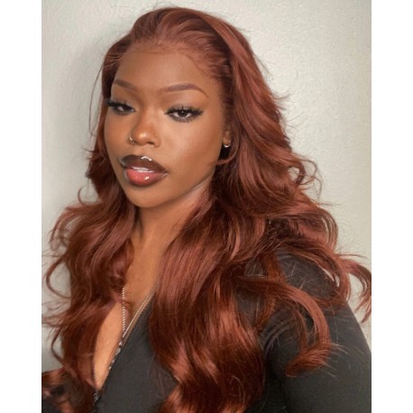 Copper brown loose wave Skin Melt HD Lace Ready to Wear 13*6 Lace Front Wig--BH258
