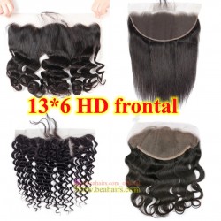 Stock and wholesale Brazilian virgin human hair 13*6 HD lace frontal --HD44