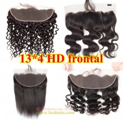 Stock and wholesale Brazilian virgin human hair 13*4 HD lace frontal --HD33
