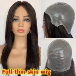 Chinese Virgin Full Thin Polyskin Medical wig for Alopecia-JW22