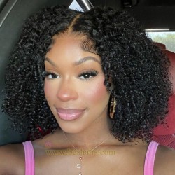 Burmese Daily curly bob Skin Melt 13X6 HD Lace frontal wig--BH246