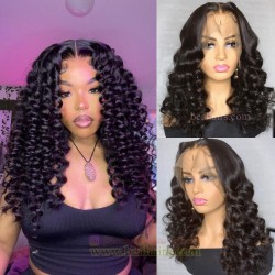 Stock Brazilian virgin bottom loose wave full lace bleached knots wig-[WWW008]