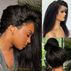 NEW hairline with 4c Afro curly baby hairs 13*6 skin melt HD lace wig--BH222