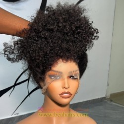 Pre-plucked Brazilian virgin human hair messy curl 360 frontal lace wig-[BC293]