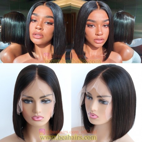 Skin Melt 13*6 HD Lace Undetectable Knots middle parting BOB--BH239