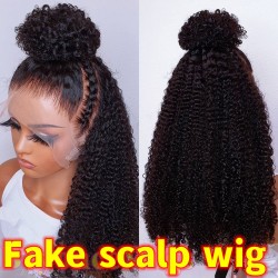 Brazilian virgin Jerry curl 13*6 Lace front FAKE SCALP INNOVATION CAP WIG--FB007