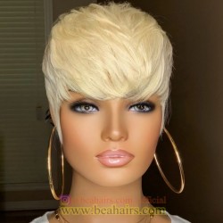 100% human hair 613 color bang bob 13*4 lace front wig--NLW465
