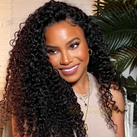 Pre plucked Brazilian virgin Spanish Curl 360 frontal lace full wig-[HY364]
