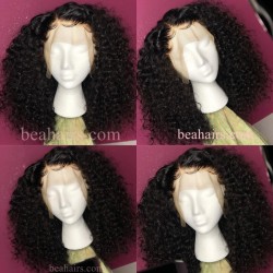 Pre-plucked bleached knots Brazilian virgin beach curl 360 lace frontal wig-[HT210]