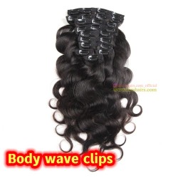 Clips in brazilian virgin body wave wefts